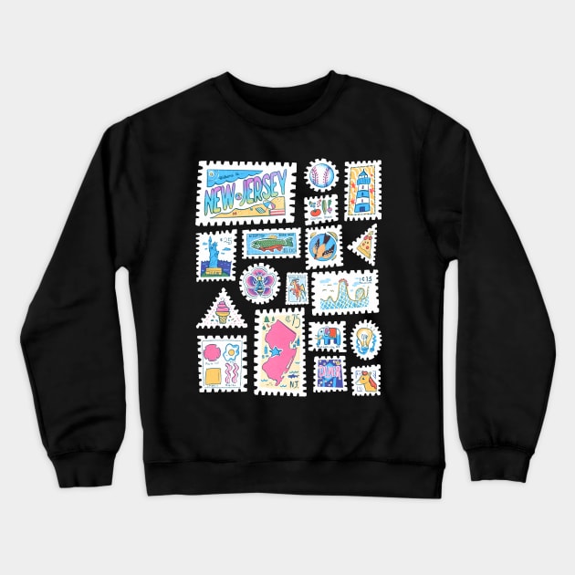 New Jersey Symbols and Icons Stamps Crewneck Sweatshirt by narwhalwall